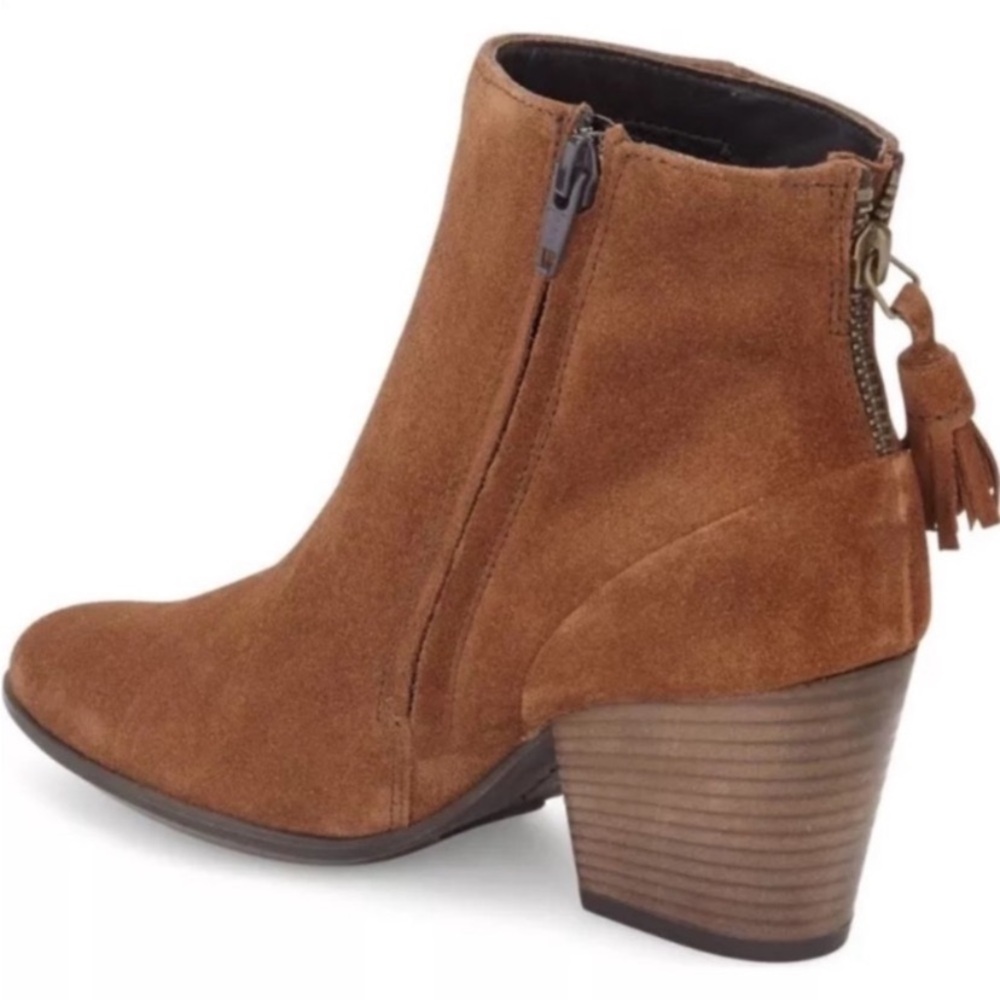 Paul Green Chestnut Brown Jada Suede Ankle Boots Tassel Zip - Picture 2 of 12